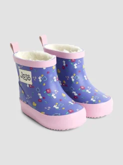 Purple Mouse - JoJo Maman Bébé Print Cosy Short Wellies