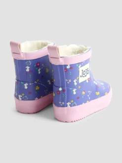 Purple Mouse - JoJo Maman Bébé Print Cosy Short Wellies