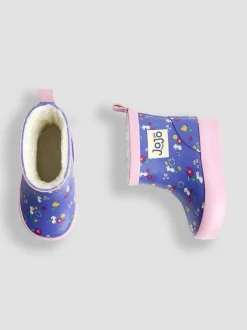 Purple Mouse - JoJo Maman Bébé Print Cosy Short Wellies