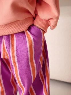 Purple Orange Stripe - Broek met wijde kortere pijpen (3mnd -7jr)