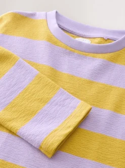 Purple/Ochre Stripe - Getextureerde top met lange mouwen (3-16jr)