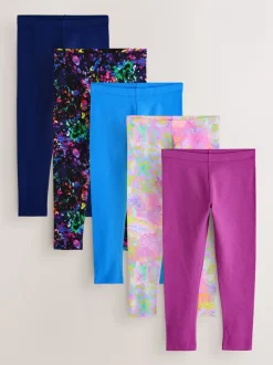 Purple/Splat - Verpakking van 5 leggings (3-16 jr)