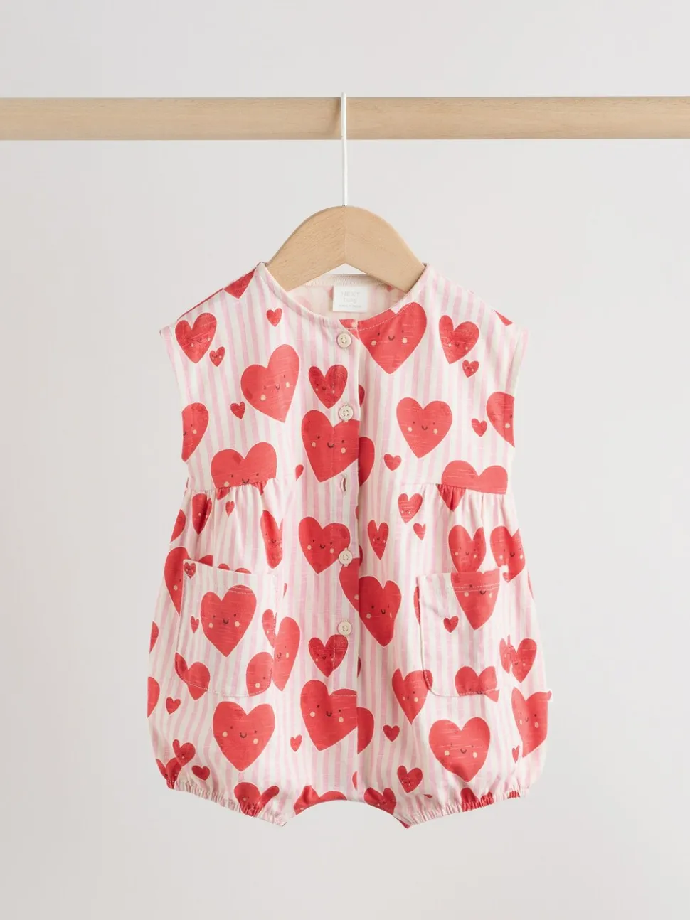 Red Heart Printed Button Through - romperpakje