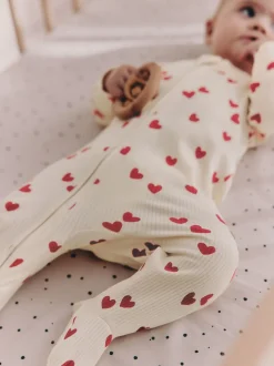 Red Heart Valentines - Valentines Two Way Zip Baby Sleepsuit (0-2yrs)