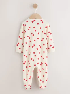 Red Heart Valentines - Valentines Two Way Zip Baby Sleepsuit (0-2yrs)