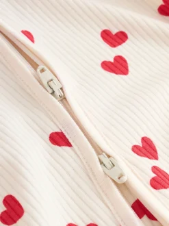 Red Heart Valentines - Valentines Two Way Zip Baby Sleepsuit (0-2yrs)
