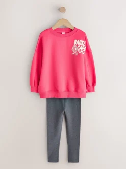 Red/Charcoal Bagel - Sweatshirt and Leggings Set (3-16yrs)