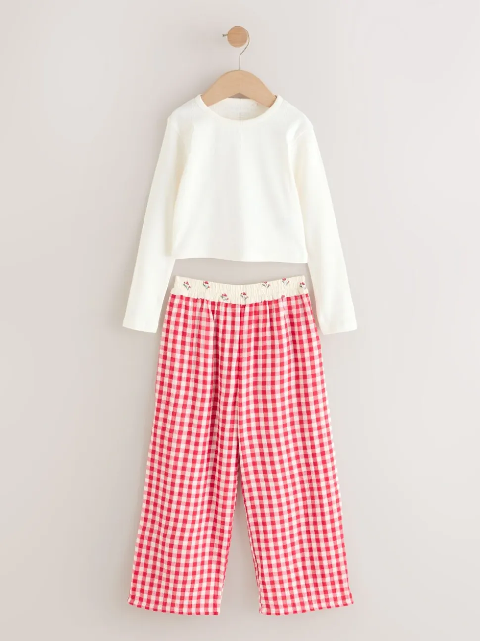 Red/Ecru Gingham - Wide Leg Pyjamas (3-16yrs)