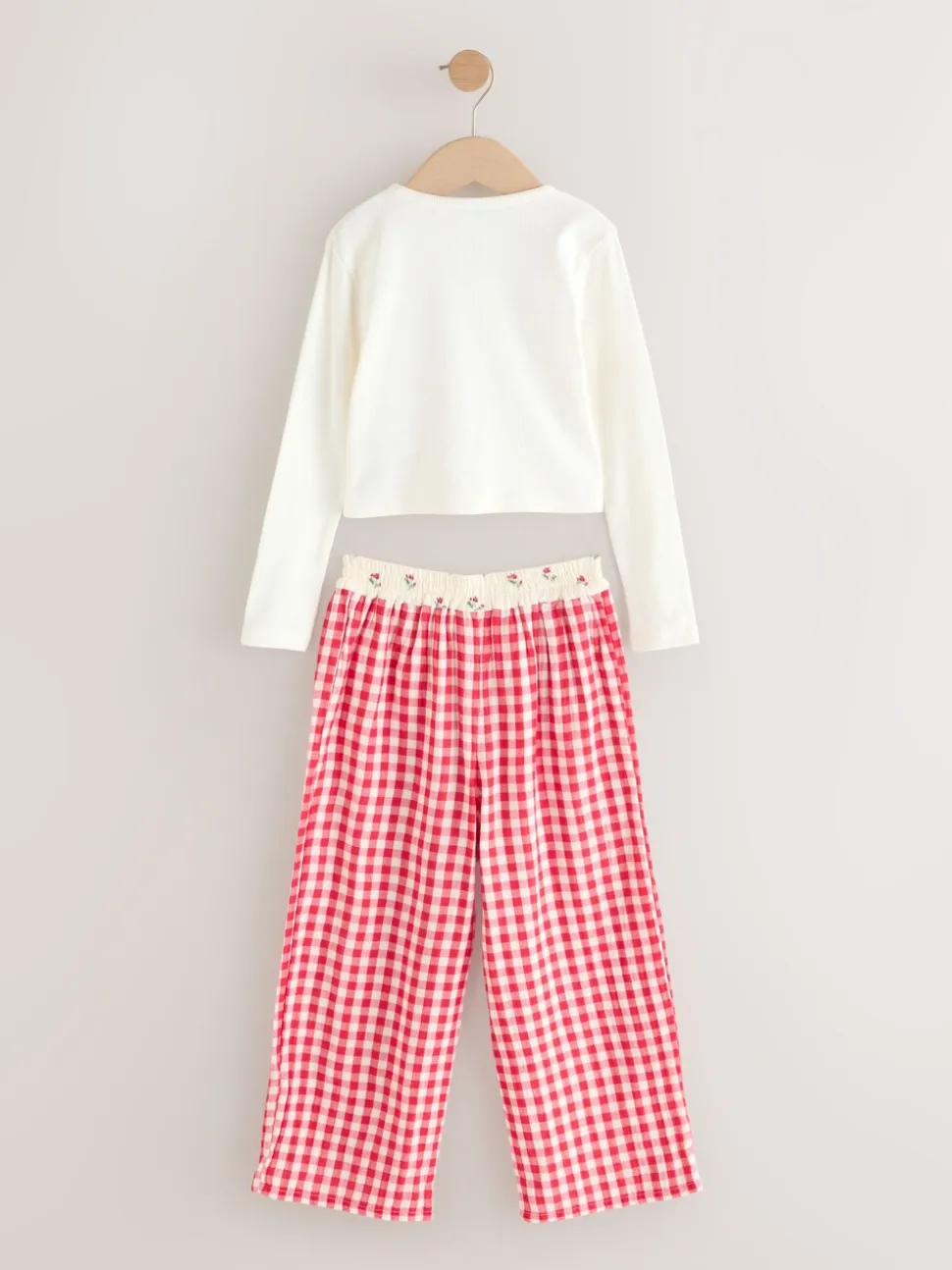 Red/Ecru Gingham - Wide Leg Pyjamas (3-16yrs)
