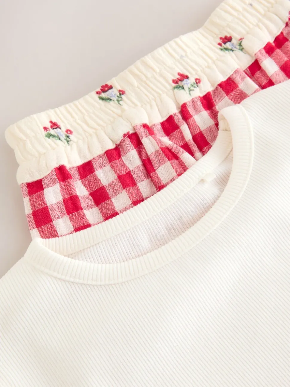 Red/Ecru Gingham - Wide Leg Pyjamas (3-16yrs)