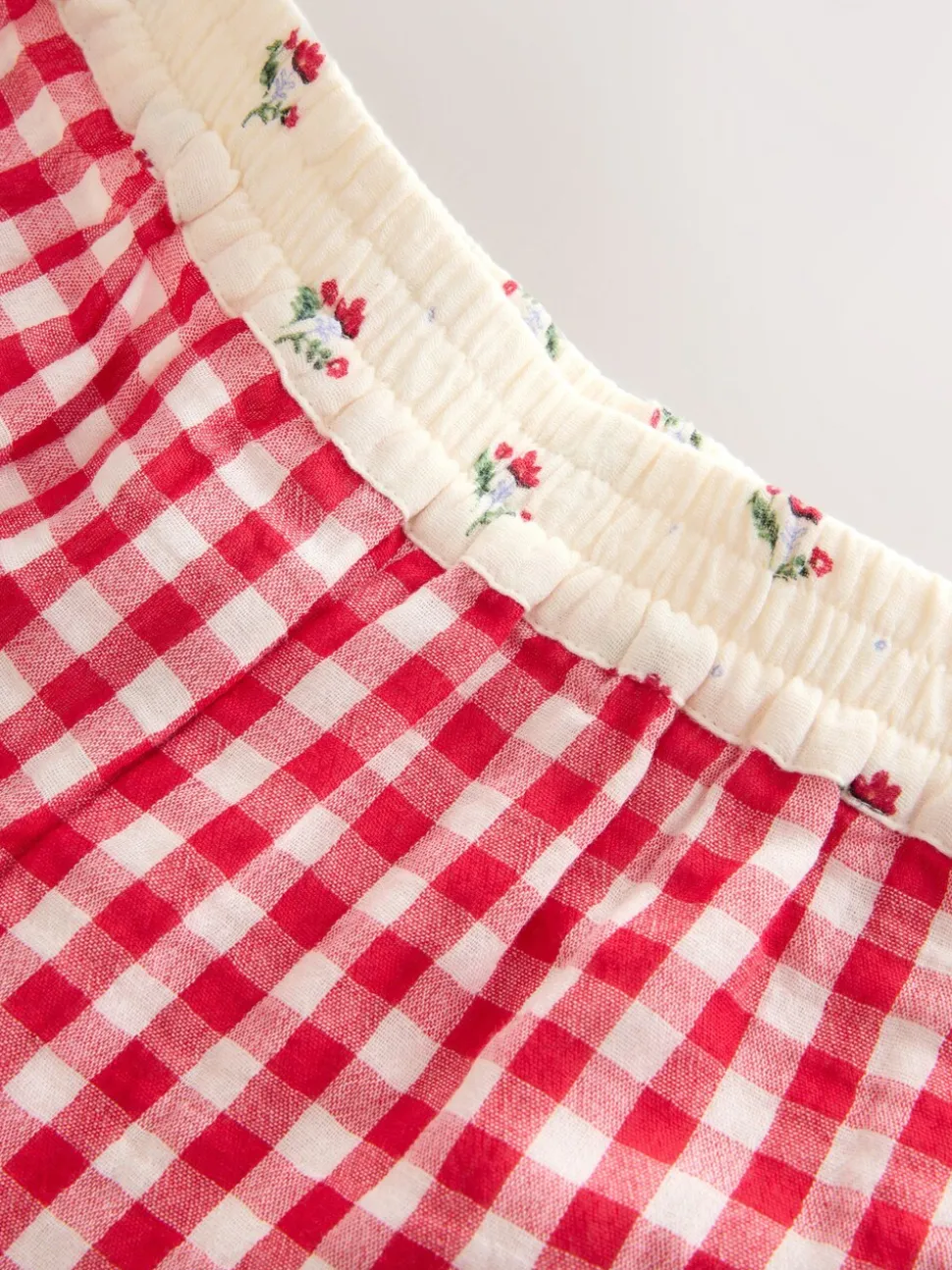 Red/Ecru Gingham - Wide Leg Pyjamas (3-16yrs)