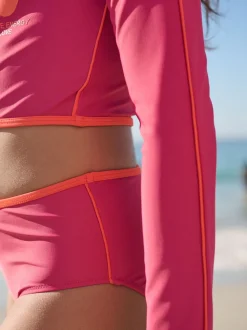 Red/Orange Slogan - Bikini met lange mouwen (3 - 16 jr)