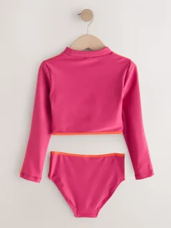 Red/Orange Slogan - Bikini met lange mouwen (3 - 16 jr)