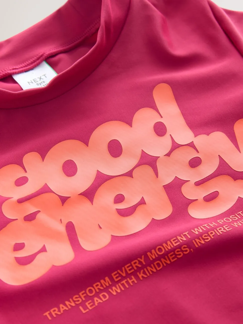 Red/Orange Slogan - Bikini met lange mouwen (3 - 16 jr)