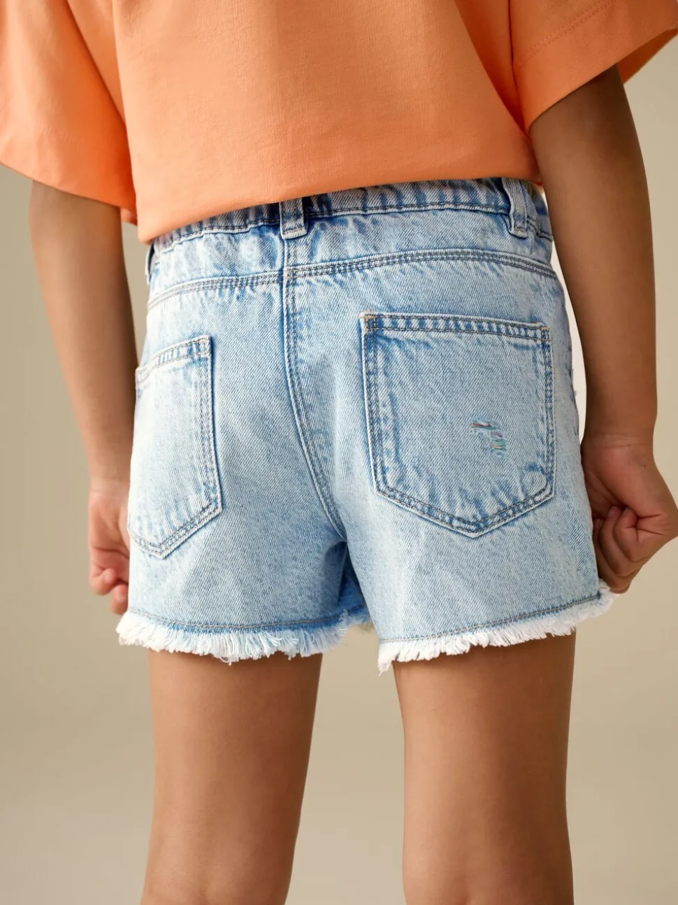 Regenboog - 100% katoenen shorts met gerafelde rand (3-16jr)