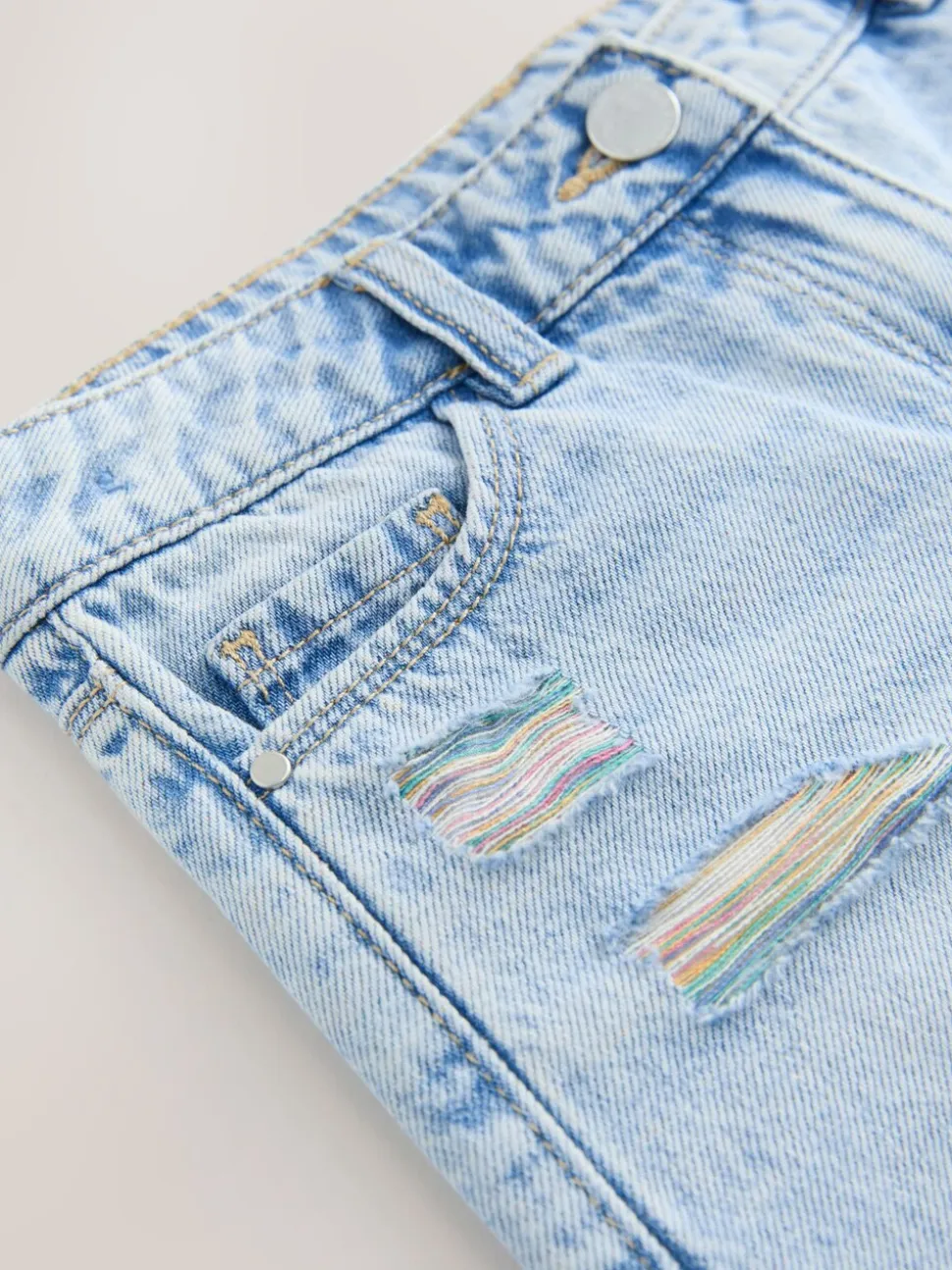 Regenboog - 100% katoenen shorts met gerafelde rand (3-16jr)