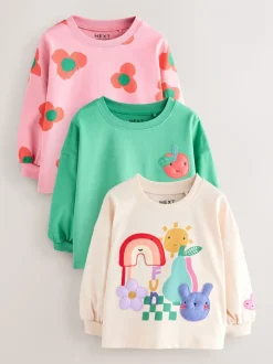 Regenboog - Character tops met lange mouwen verpakking van 3 (3mnd -7jr)