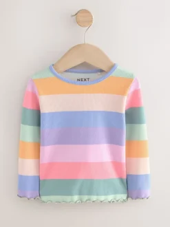 Regenboog - Geribbeld T-shirt met lange mouwen (3mnd-7jr)