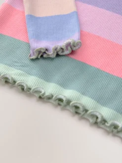 Regenboog - Geribbeld T-shirt met lange mouwen (3mnd-7jr)