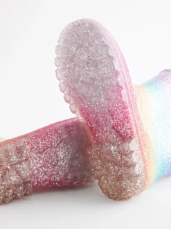 Regenboog - Regenlaarzen met glitters