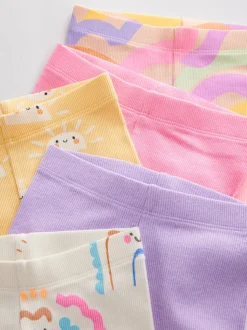 Regenboog - Set van 5 geribbelde fietsshorts (3 mnd-7 jr)