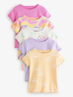 Regenboog - Set van 5 T-shirts met korte mouwen (3mnd-7jr)