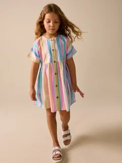 Regenboog - Stripe Short Sleeve Button Through Dress (3-16yrs)