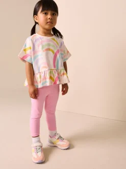 Regenboog - T-shirt met peplum en korte mouwen (3mnd -7jr)