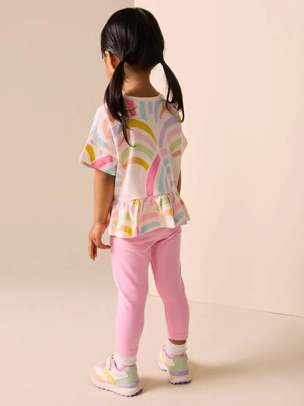 Regenboog - T-shirt met peplum en korte mouwen (3mnd -7jr)