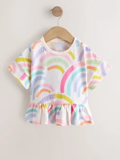 Regenboog - T-shirt met peplum en korte mouwen (3mnd -7jr)