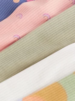 Regenboog - Verpakking van 5 geribbelde Leggings (3mnd -7jr)