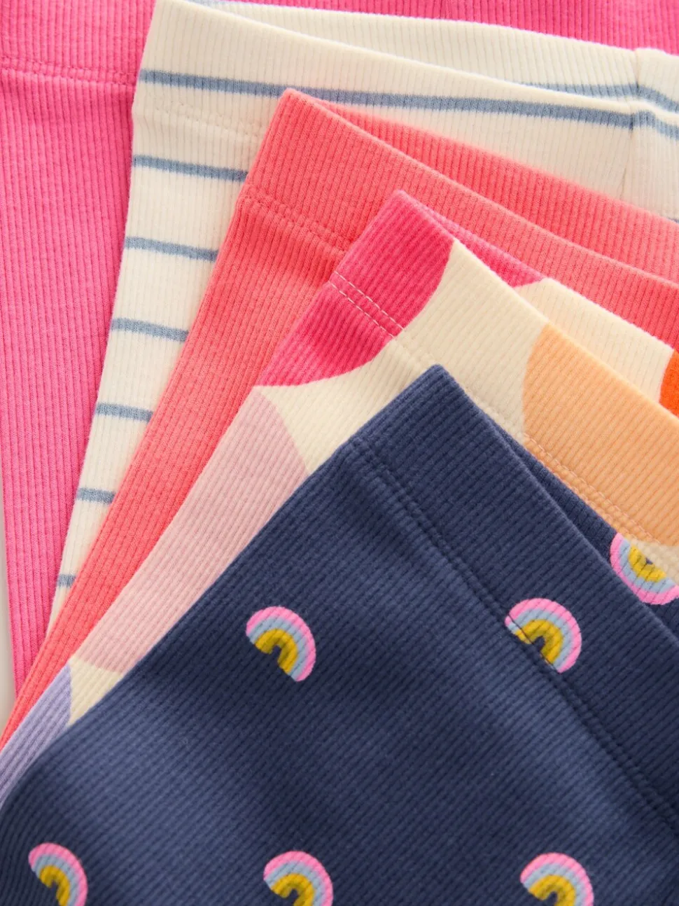 Regenboog - Verpakking van 5 geribbelde Leggings (3mnd -7jr)