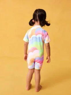 Regenboogkleurig met golven - Zonbeschermend badpak (3 mnd-10 jr)