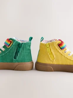 Regenboogprint - Little Bird by Jools Oliver Corduroy Borg Lined Hi-Top Trainers