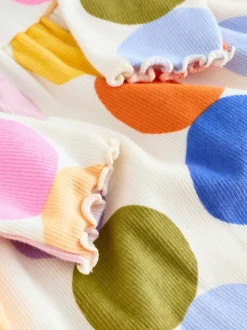 Regenboogstippen - Geribbelde jurk met lange mouwen (3mnd-7jr)