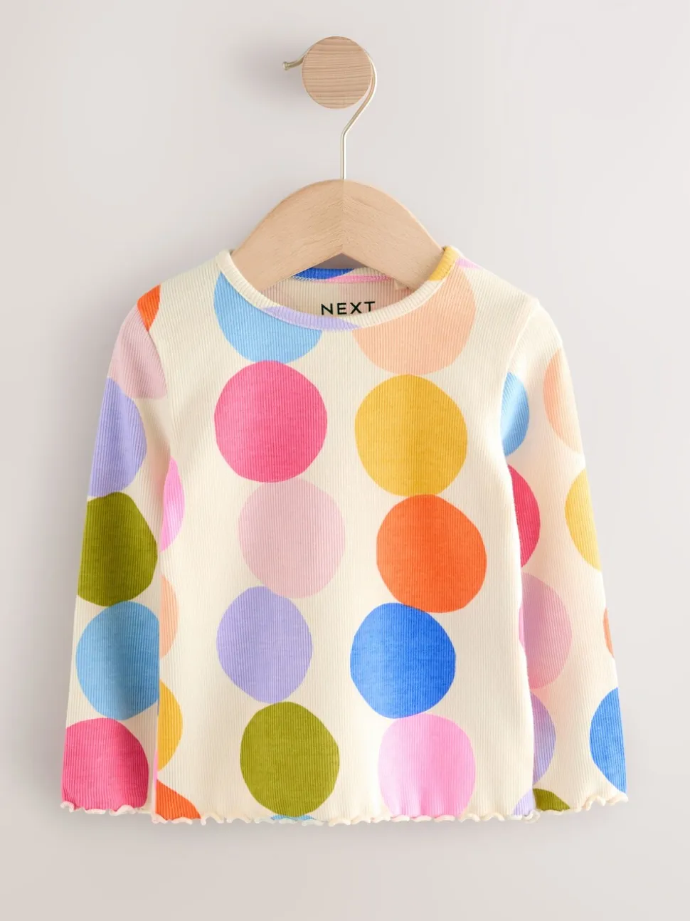 Regenboogstippen - Verpakking van 5 geribde tops met lange mouwen (3mnd-7jr)