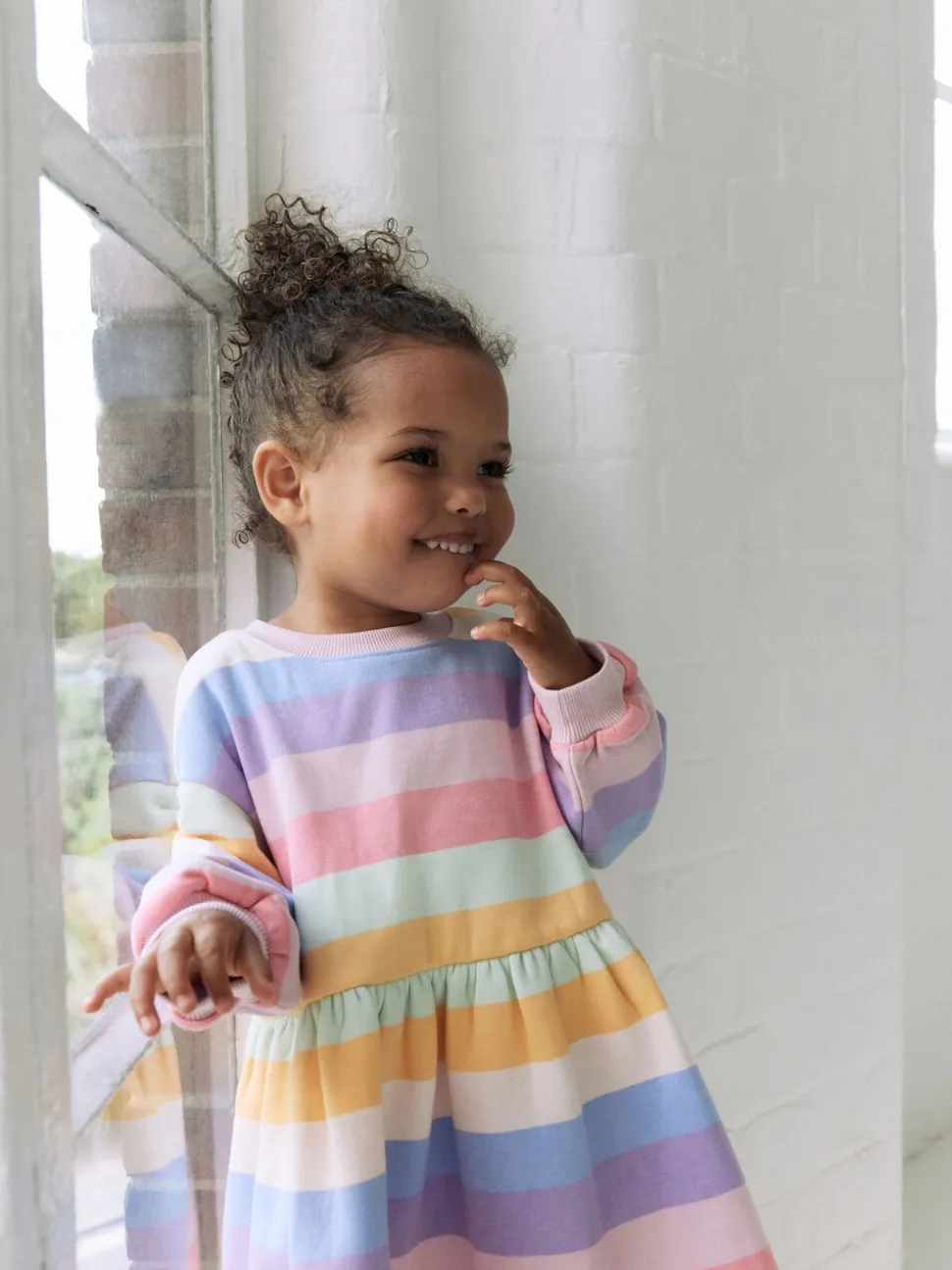 Regenboogstrepen - Sweaterjurk (3 mnd-7 jr)