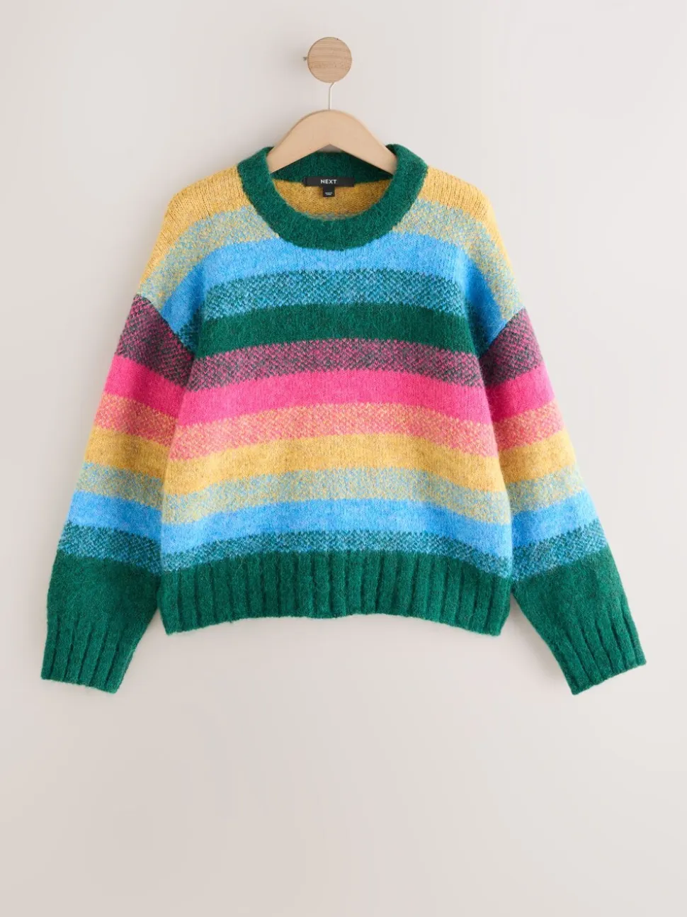 Regenboogstrepen - Trui met ronde hals van wol