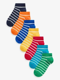 Regenboogstrepen - Verpakking van 7 paar sneakersokken met hoog aandeel katoen