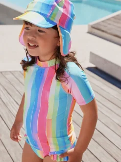 Regenboogstrepen - Zonbeschermende zwemset met korte mouwen (3mnd-10jr)