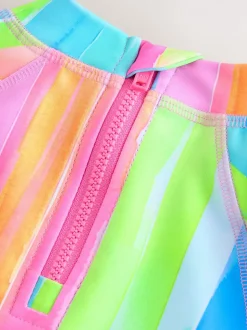 Regenboogstrepen - Zonbeschermende zwemset met korte mouwen (3mnd-10jr)