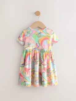 Regenboogvlinder - Geribde jersey jurk (3 mnd-7 jr)
