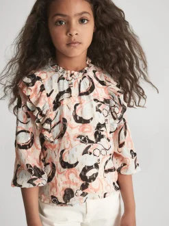 Reiss Angelica blouse met print en ruche