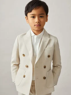 Reiss Belmont J Double-Breasted Textured Blazer With Wool