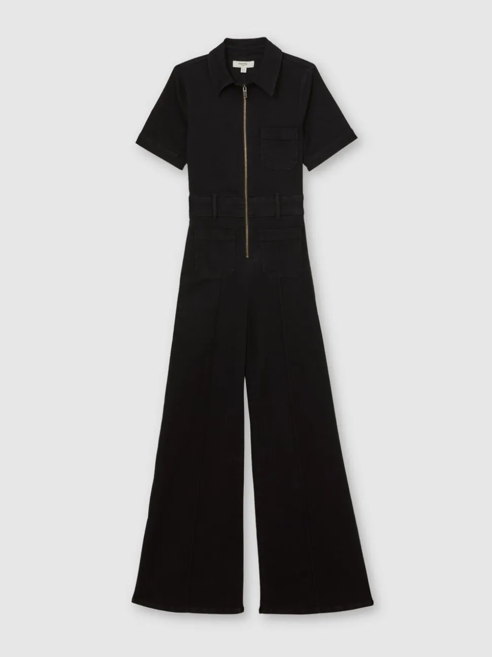 Reiss Danie Wide-Leg Zip-Through Denim Jumpsuit