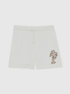 Reiss Kayo Cotton Blend Palm Embroidered Shorts