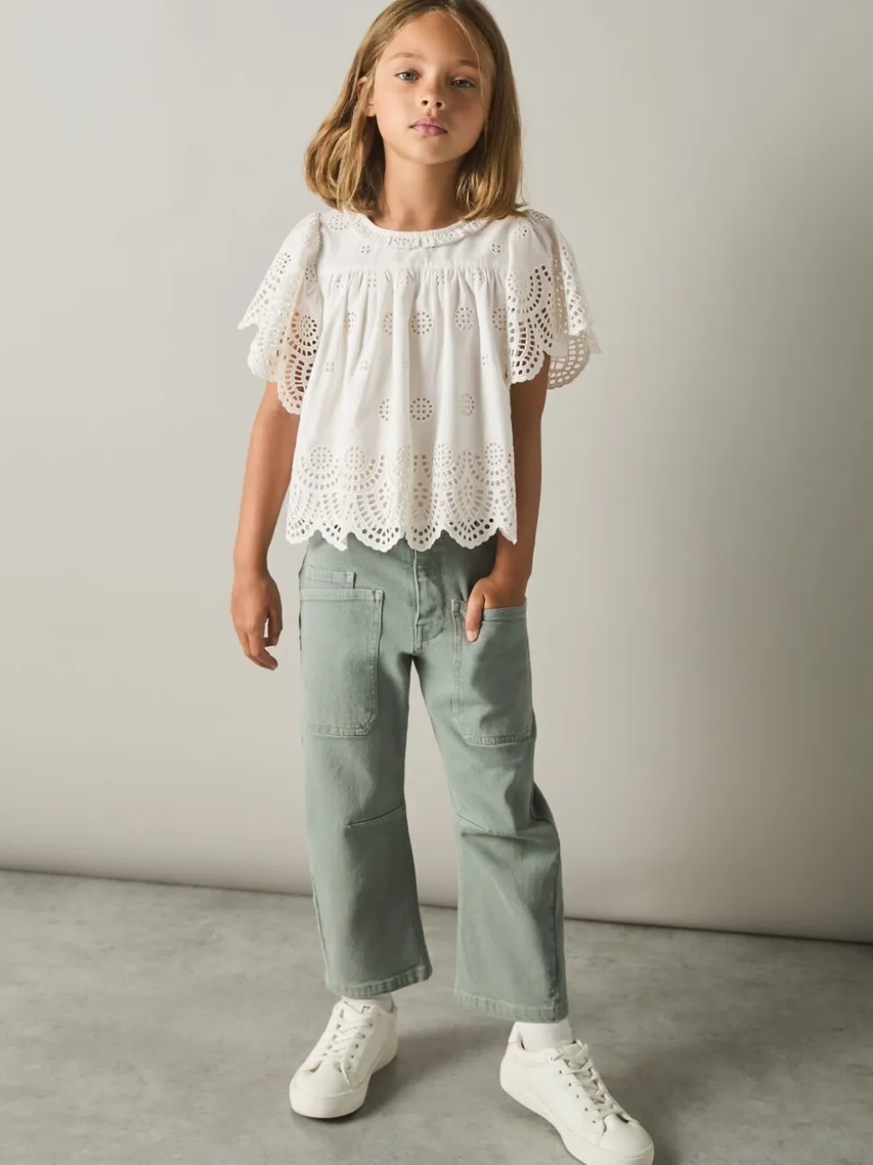 Reiss Laverne Cotton Broderie Blouse