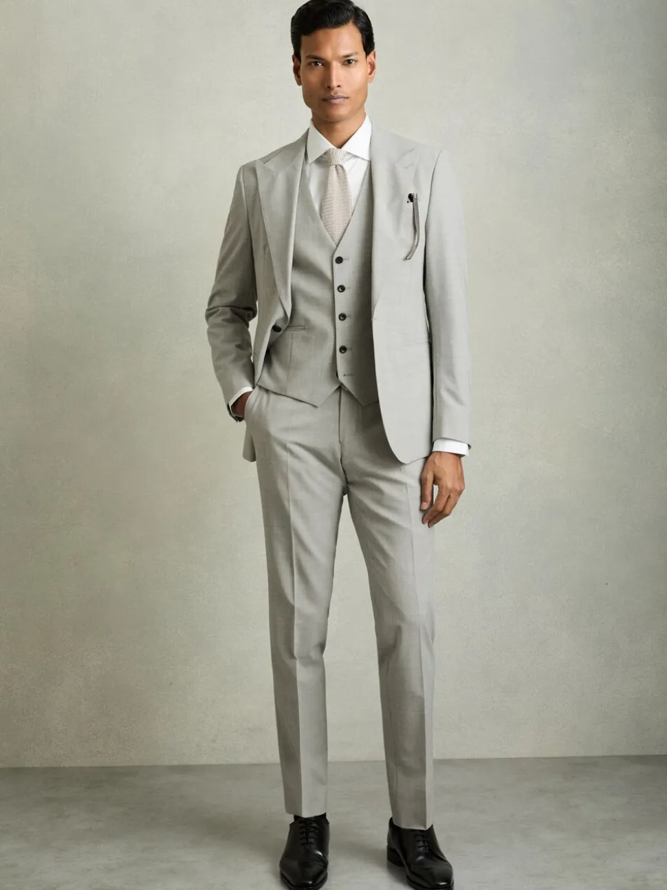 Reiss Slice Puppytooth-Check Suit Waistcoat Wool-Blend