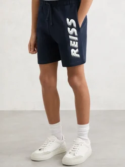 Reiss Terek Cotton Logo-Print Drawstring Shorts
