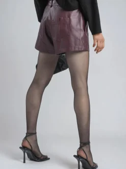 Religion Dark Orbit Faux Leather Shorts With Pocket Details